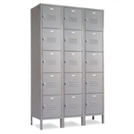 5 Tier Lockers - 12"d x 12"w x 66"h - Gray