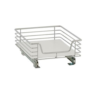 This sliding wire shelf has tracks that will easily attach to your existing chrome wire rack. Brackets are provided. This chrome organizer is the perfect size for household appliances such as blenders.