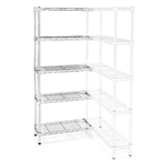 8"d x 12"w Chrome Wire Shelving Add-On Units w/ 5 Shelves