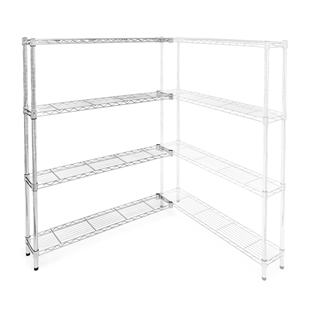 8"d x 36"w  Chrome Wire Shelving Add-On Units w/ 4 Shelves