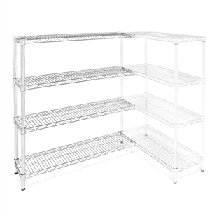 Wire Shelving Add On Kit with 4 Shelves - 12"d x 48"h