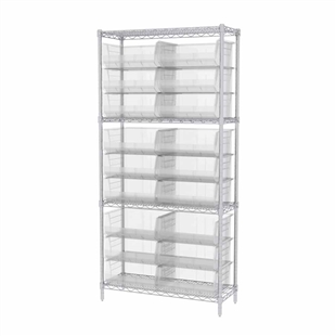 ShelfMax8 Wire Shelving System w/ Clear Bins