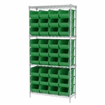 AkroBin Wire Shelving System w/ Green Bins