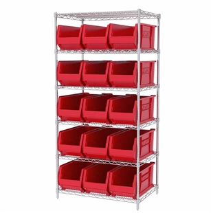 Super-Size AkroBin Wire Shelving Systems - Red