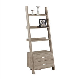 Dark Taupe Ladder Bookcase with Drawers
