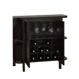 Cappuccino 36"h Bar Unit with Bottle and Glass Storage