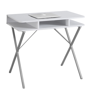 Simple White Computer Desk w/ Silver Legs