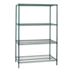 14"d Green Epoxy Wire Shelving Unit with 4 Shelves