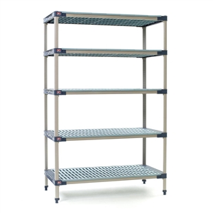 24"d MetroMax 4 Antimicrobial 5-Shelf Starter Units w/ Grid Mats