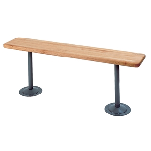 Wood Locker Room Bench w/ Steel Tube Pedestal