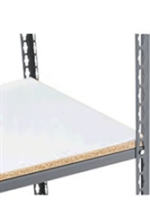 Heavy Duty Boltless Rivet Shelves with White Melamine Laminate Decking from Nexel- 1/2" thick