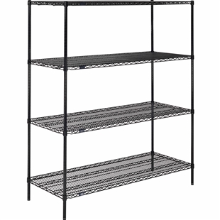 Black Wire Shelving - 24"d with 4 Shelves - Nexel