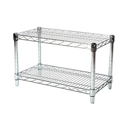 Industrial Wire Shelving Unit with 2 Shelves - 14"d