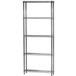 10"d x 30"w Chrome Wire Shelving w/ 5 Shelves