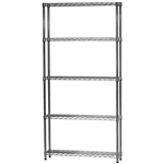 10"d x 36"w Chrome Wire Shelving w/ 5 Shelves