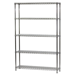 Wire Shelving Unit w/ 5 Shelves - 12"d x 48"w