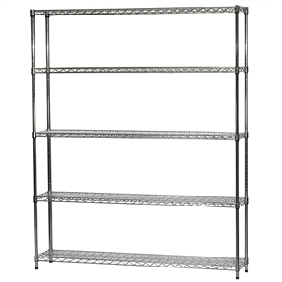 Wire Shelving Unit w/ 5 Shelves - 12"d x 60"w