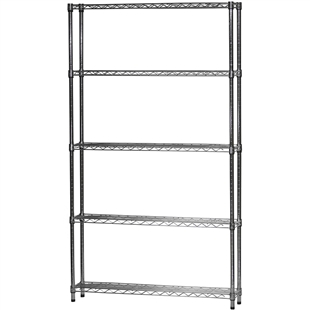 Industrial Wire Shelving Unit with 5 Shelves - 8"d x 42"w