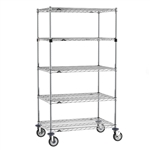 18"d x 68"h 5-Shelf Metro Super Erecta EZ-ADD Chrome Mobile Wire Shelving