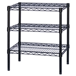 18"d x 34"h Black Wire Shelving w/ 3 Shelves