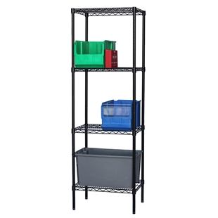 8"d x 54"h 4-Shelf Black Wire Shelving