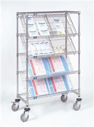 Four slant shelves with one standard chrome wire shelf