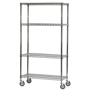 4-Shelf Chrome Wire Carts - 24"d x 36"w
