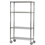 4-Shelf Chrome Wire Carts - 24"d x 48"w