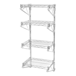 8"d 4 Shelf Chrome Wire Wall Mounted Shelf Kits