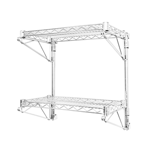 14"d 2 Shelf Chrome Wire Wall Mounted Shelving Kit