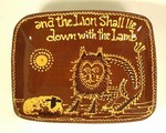 Hendersons Redware Pottery Lion & Lamb Charger