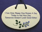 MOUNTAINE MEADOWS-- Pottery Plaque- "I Can Only Please One Person A Day. Today Is Not Your Day. Tomorrow Doesn't Look Good Either."