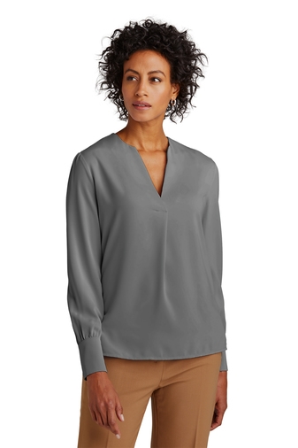 Brooks Brothers Womenâ€™s Open-Neck Satin Blouse