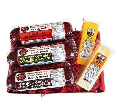 Summer Sausage and Cheese Sampler Gift Basket