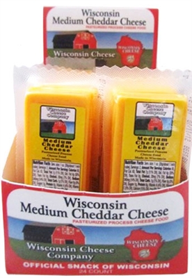 Processed Medium Cheddar Cheese 2 oz. 4-24 ct caddies