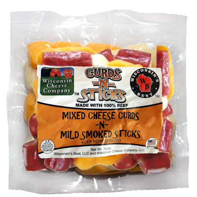 Mixed Cheese Curds n Mild Sausage Sticks 12oz.