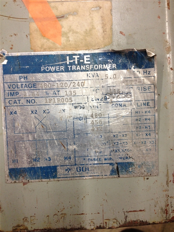 1F1R005 (R) 5KVA 480-120/240V TRANSFORMER