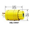 5-20P HBL14W33 14W33 HUBBELL 20 Amp, 125 Volt, NEMA 5-20P, 2P, 3W, Plug, Straight Blade, Industrial Grade, Grounding, Wetguard - Yellow