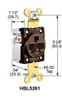 5-20R HBL5361 5361 HUBBELL 5361  Hubbell 5361 20Amp, 125V, Nema 5-20R, 3-Wire, Brown Bakelite Receptacle