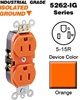 5262-IG LEVETON 5-15R Duplex Receptacle Industrial - Orange 15 Amp, 125 Volt, NEMA 5-15R, 2P, 3W