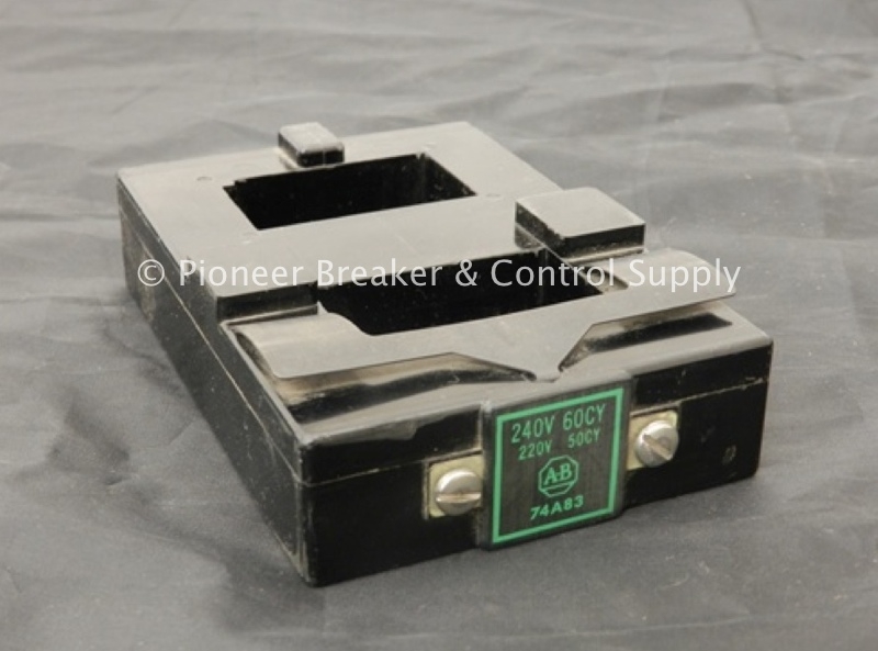 74A83 (R) ALLEN-BRADLEY A-B OPERATING MAGNETIC COIL; 240V/60HZ 220V/50HZ; FOR BULLETIN 700 LINE; SERIES K; SIZE 4; 135A; 2-3 POLE; 702-EOA/702L-EOA/709-EOA/705-E/707-E/712-E/713-E/715-E; NON-REVERSING/REVERSING/MULTI-SPEED/COMBINATION; STARTERS/CONTACTORS