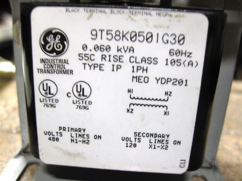 9T58K0501G30 60VA 1PH 480V-120V GE TRANSFORMER