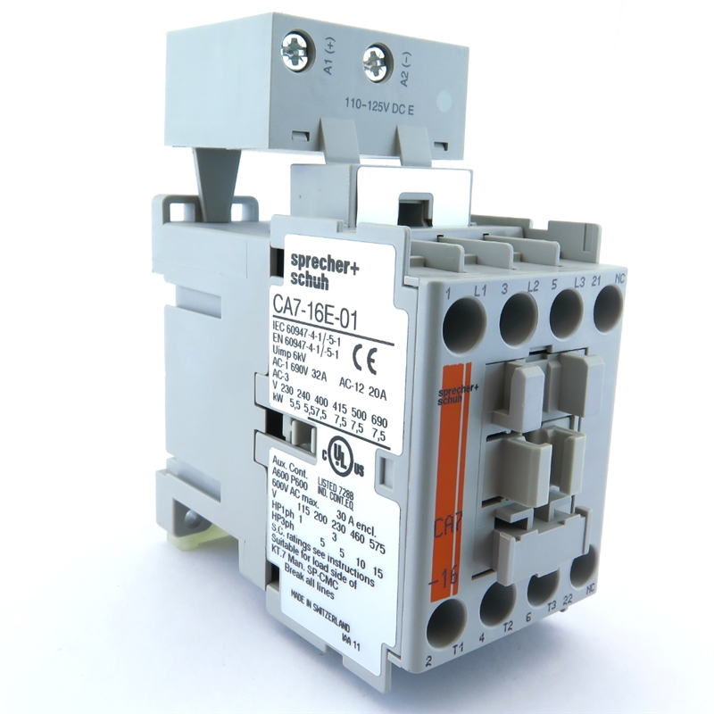 CA7-16E-01-24VDC SPRECHER+SCHUH NON-REVERSING, THREE POLE CONTACTOR WITH DC COIL  24V 1NC AUXILIARY CONTACT