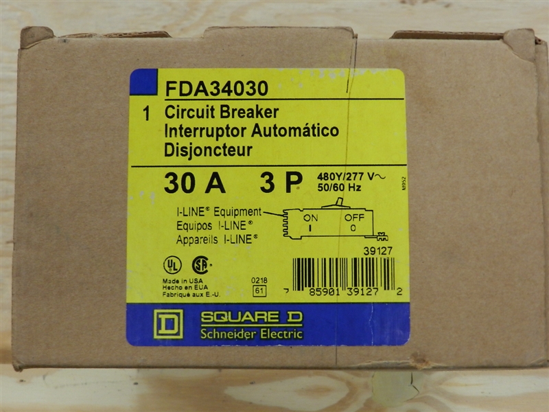 FDA34030-S QUARE D 30A 3P 480V I-LINE CIRCUIT BREAKER