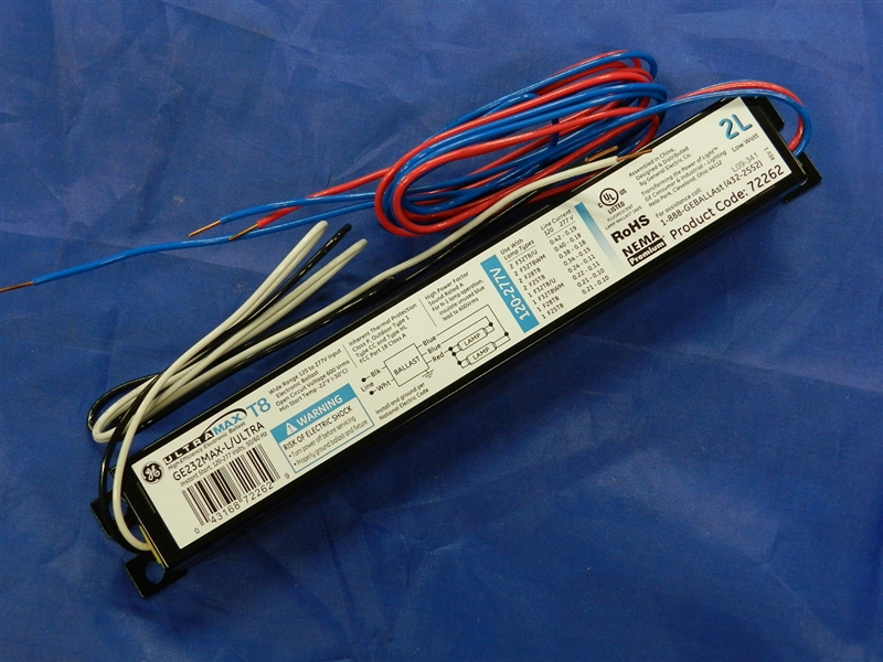 GE 72262 GE232MAX-L/ULTRA 120/277-Volt UltraMax Electronic Fluorescent T8 Multi-Volt Instant Start Ballast 2 or 1 F32T8 Lamps