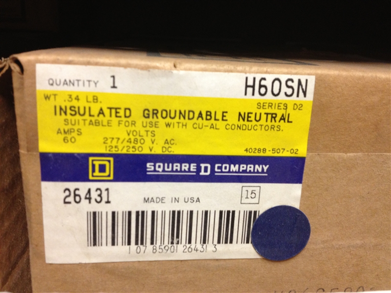 H60SN H 60 SN SQD INSULATED GROUNDABLE NEUTRAL