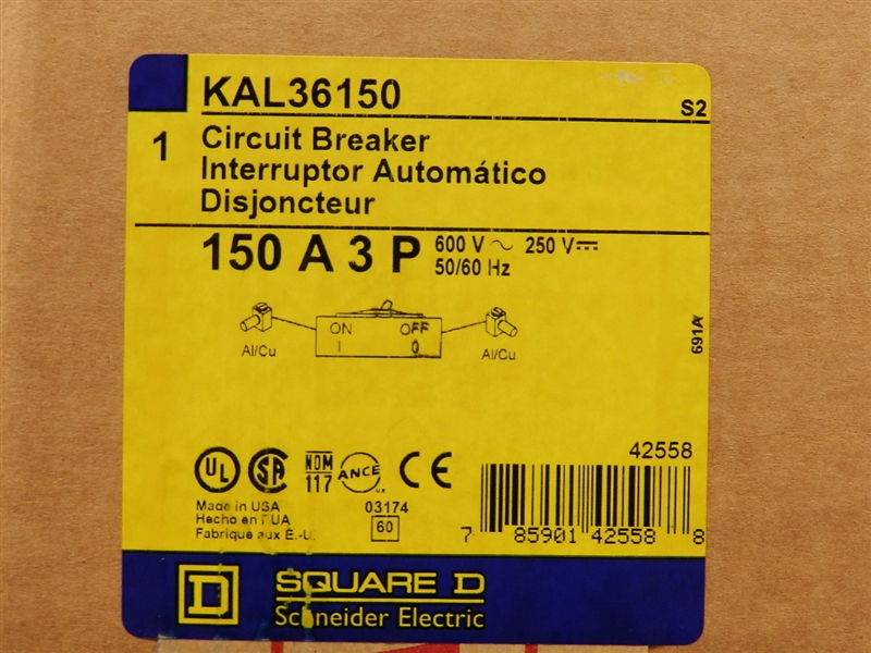 KAL36150-S SQUARE D  CIRCUIT BREAKER LINE LOAD LUGS 3POLE 150AMP 600VOLT