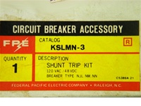 KSLMN-3 FPE  FEDERAL PACIFIC SHUNT TRIP KIT 120VAC / 48VDC; FOR NJL,NM,NN CIRCUIT BREAKERS