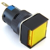 PB-16I-MAIN-FY-12V 6MM YELLOW ILLUMINATED LED MAINTAINED SQUARE PUSH BUTTON 12V AC/DC