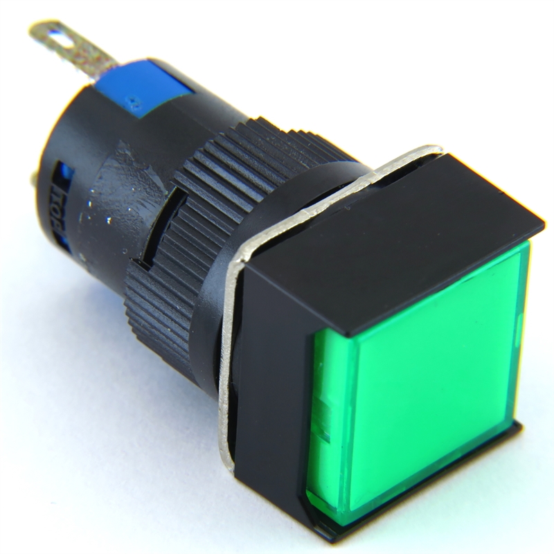 PB-16I-MOM-JG-12V 16MM ILLUM. LED MOMENTARY RECTANGLE  GREEN PUSHBUTTON 12VACDC